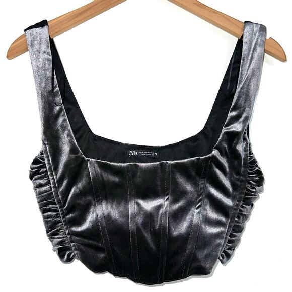 Zara Black and Gray Crop Top - Picture 5 of 14